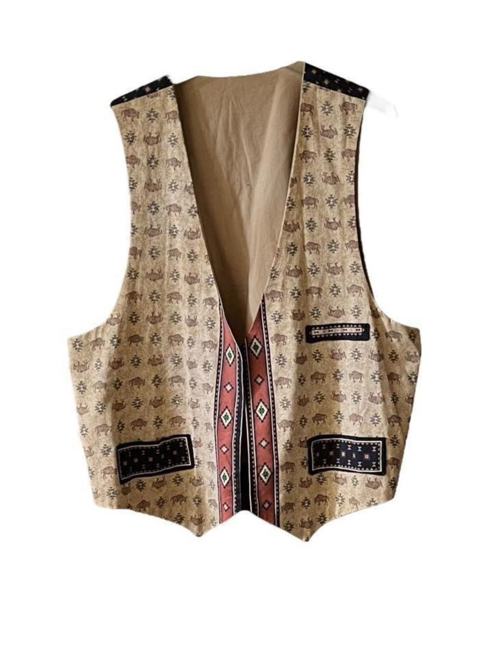 Vintage Southwestern Buffalo Open Vest. SZ. L